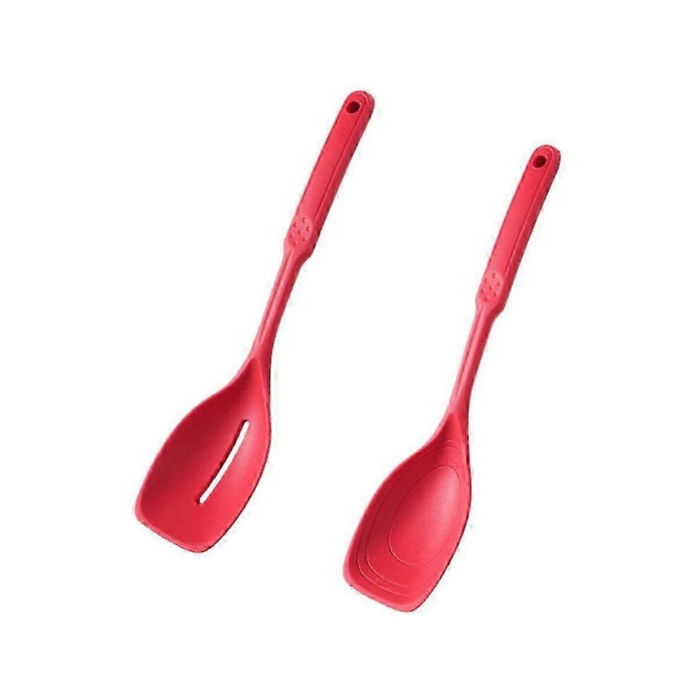 Silicone Cooking Spoon, Non-Stick Slotted and Solid Spoon Set with Deep Bowl and Measuring Spoon, Kitch