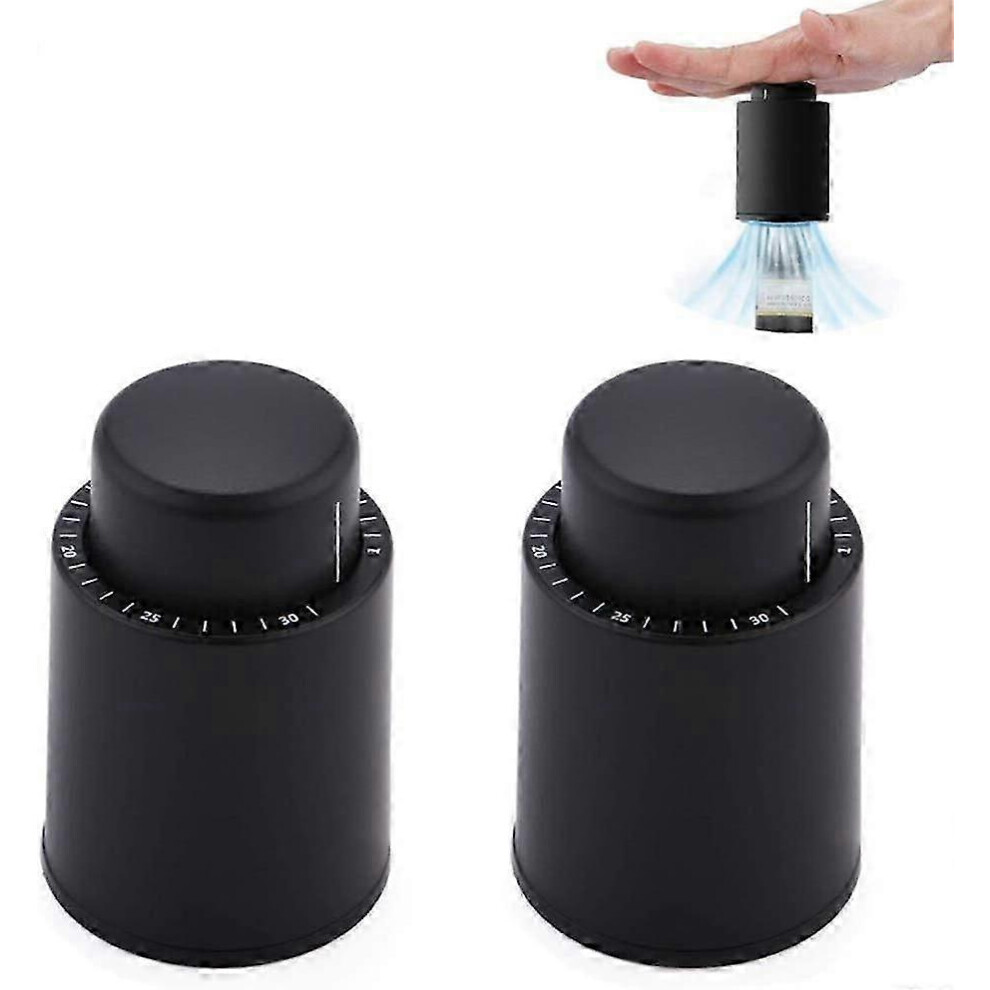Set of 2 vacuum wine stoppers with date display, reusable