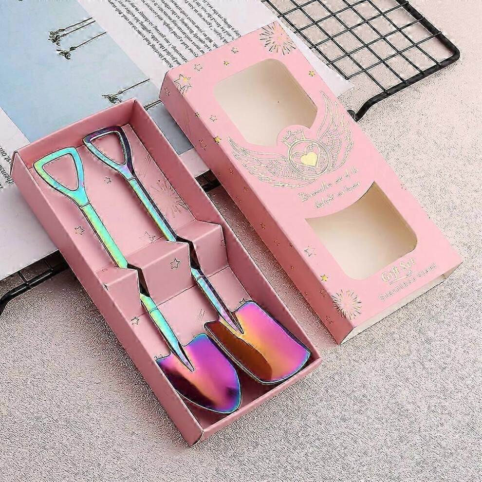 Pcs Stainless Steel Shovel Shape Coffee Spoons (Rainbow)