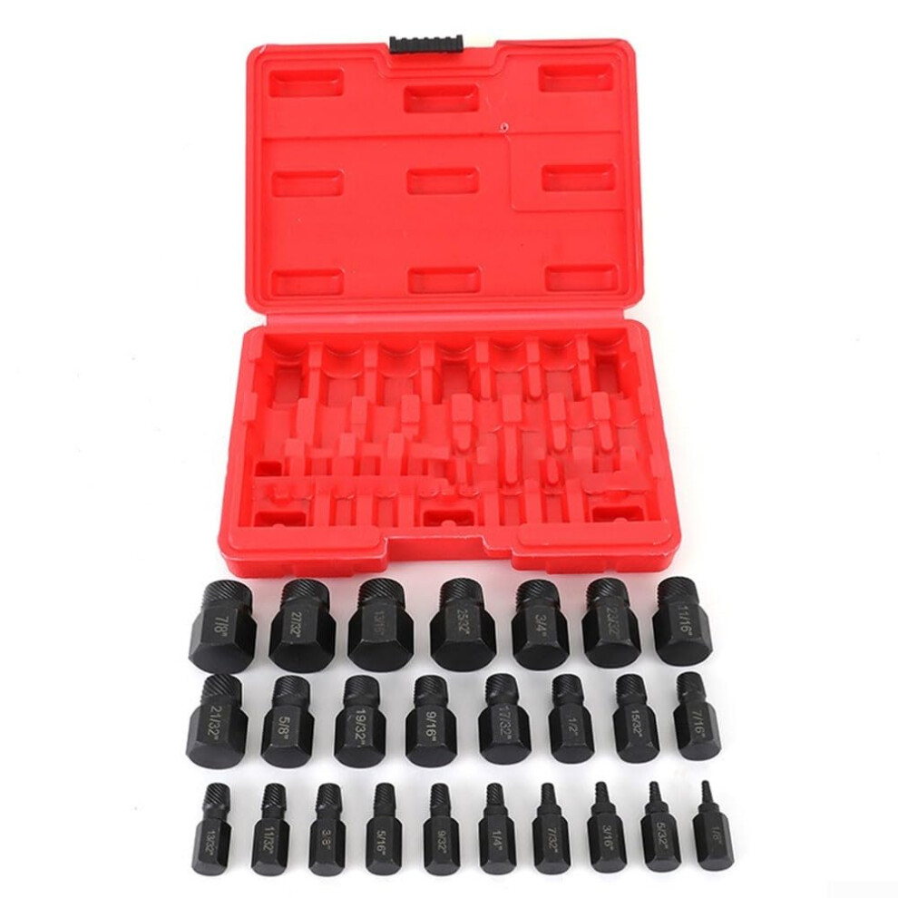 Screw Extractors 25-Piece Set For Broken Or Stripped Fasteners, Varying Sizes Included, Metal Construction 9084446071887