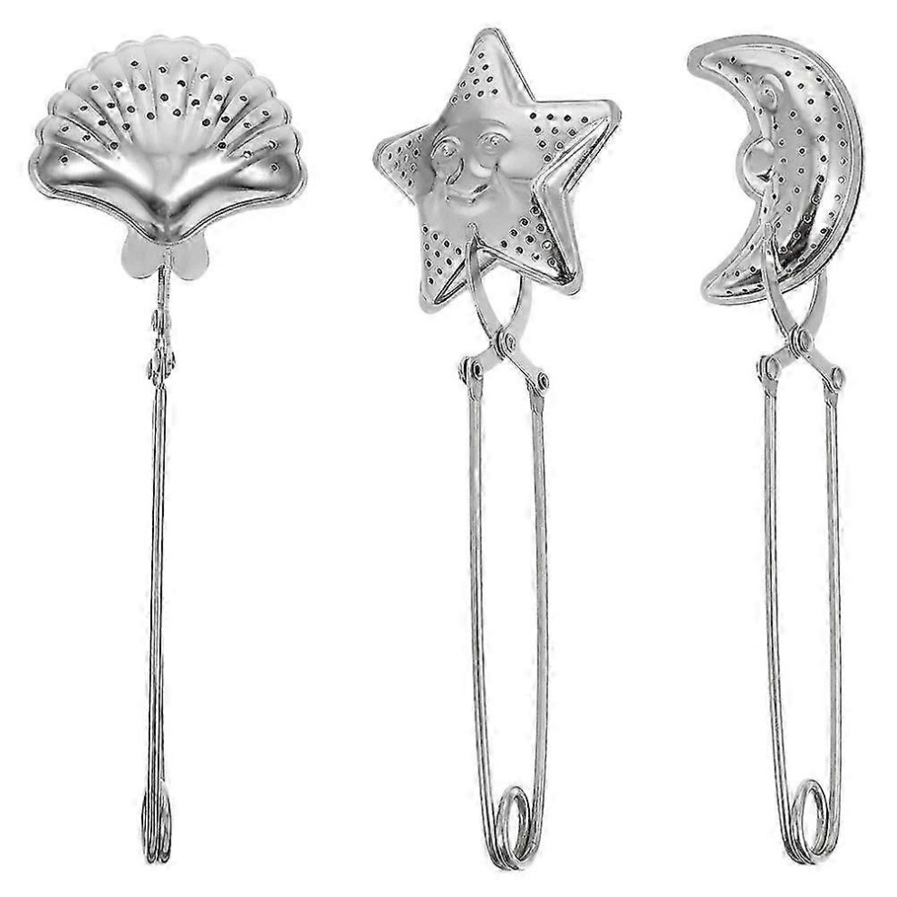 Set of 3 metal tea strainers, star shaped tea filter, tea strainer, spoon, star shaped tea infuser, moon shaped tea filter