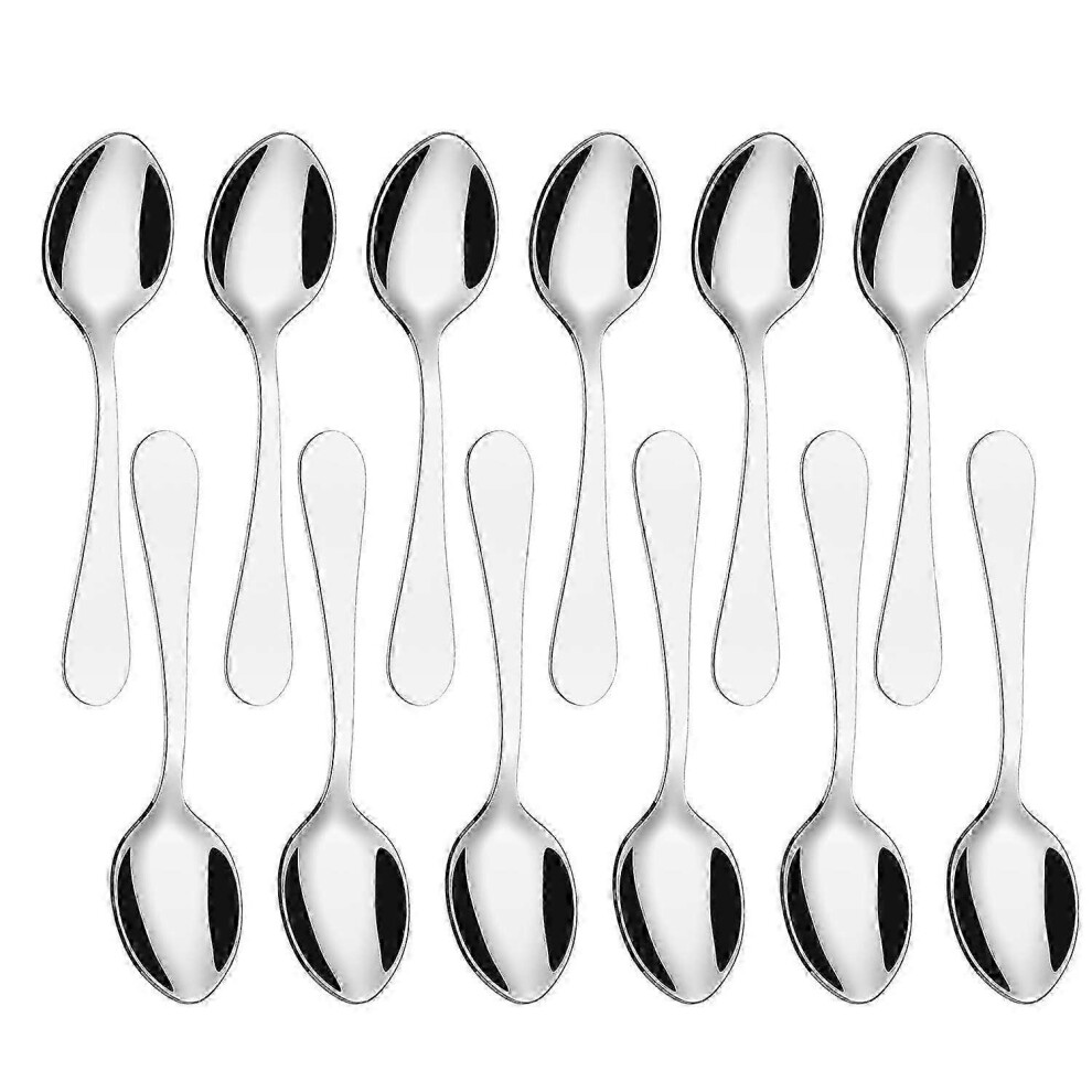 Teaspoons, 12 Pack Stainless Steel Coffee Spoons Flatware Set For Coffee Tea Dessert, 14Cm/5.5Inch (Silver) Silver