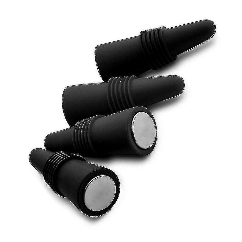 Pack Silicone Bottle Stoppers For Wine, Beverage, Soda, Beer, Black