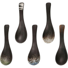 Set of 5 Japanese Soup Spoons, Retro Soup Spoon, Ceramic Soup Spoon, Chinese Asian Ramen Tableware