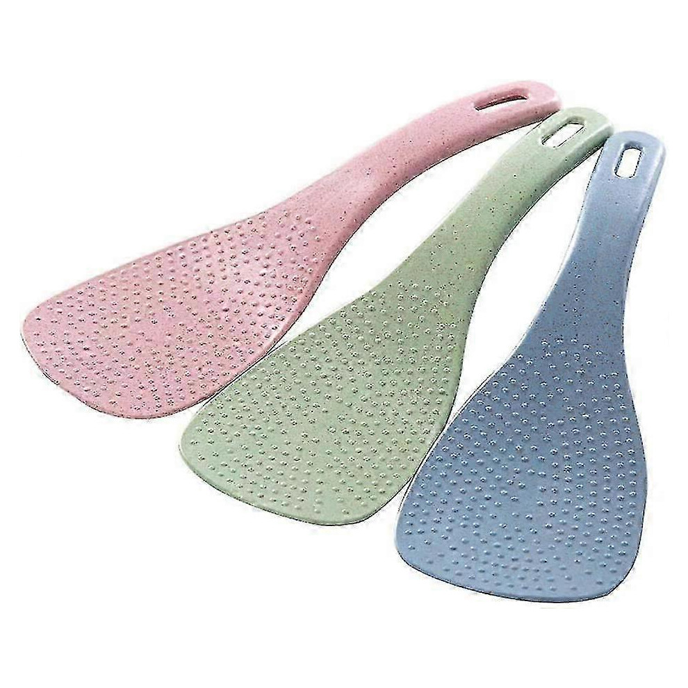 3 Pcs Rice Paddle Spatula Set Tableware Serving Spoons Non-Scratch Rice Cooker Spoon Solid Color