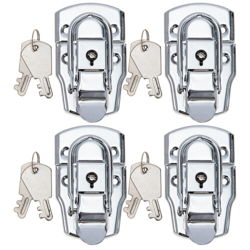 4Sets Silver Iron Toolbox Lock Buckle with Key Durable Toolbox Latch 1