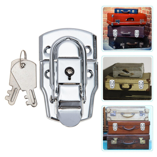 4Sets Silver Iron Toolbox Lock Buckle with Key Durable Toolbox Latch 2
