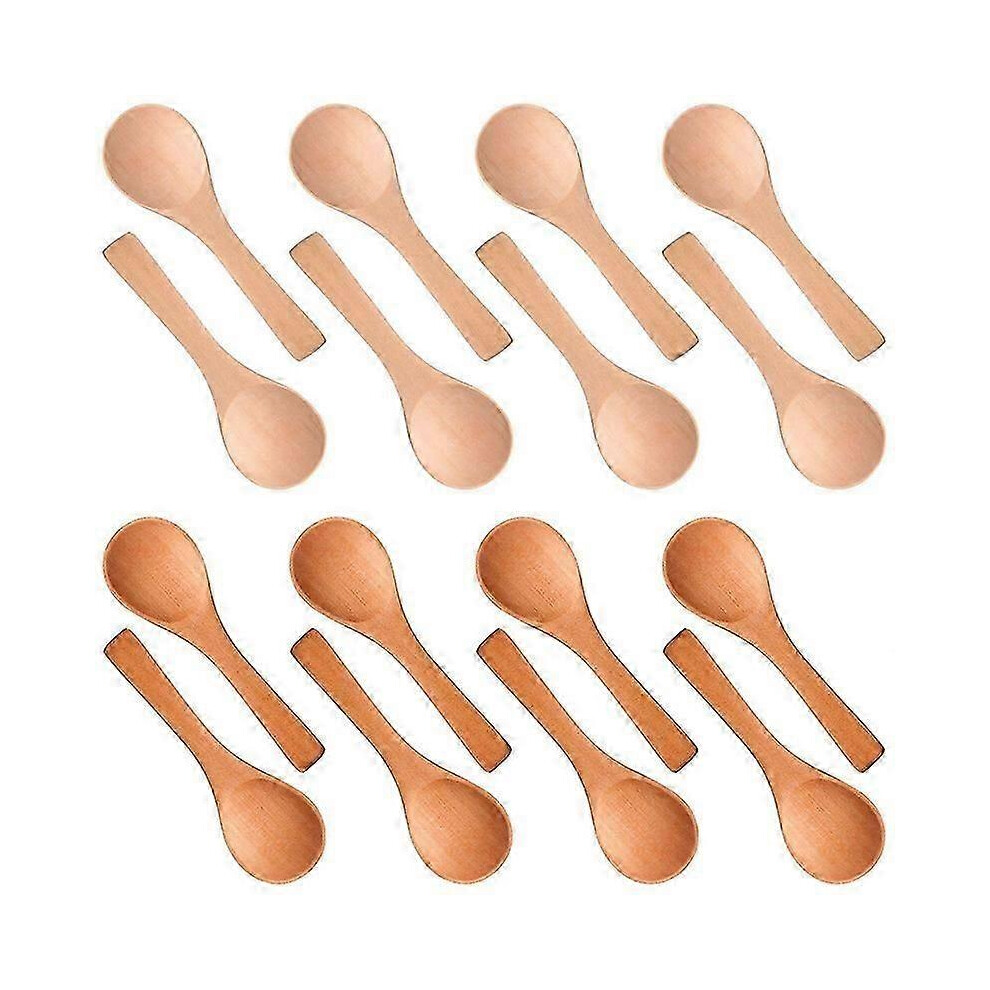 50 Pcs Small Wooden Spoons, Natural Mini Spoons, Wooden Teaspoons for Honey, for Kitchen (Mixed Colors)