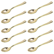 80 Pcs Mini Disposable Plastic Cake Spoons Dessert Spoons Ice Cream Spoons for Home Shop Party Gold