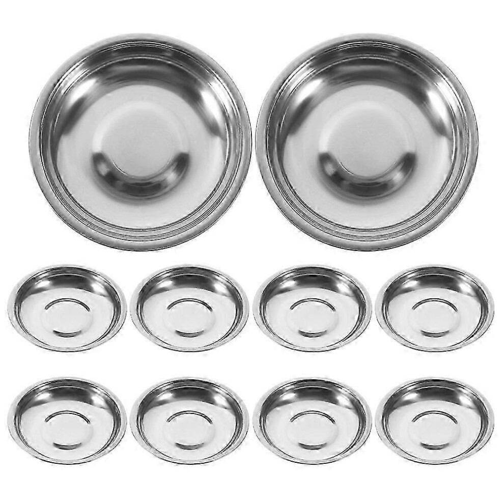 10 Pcs Stainless Steel Sauce Bowls Seasoning Oil Chili Sauce Dishes Dinnerware Set