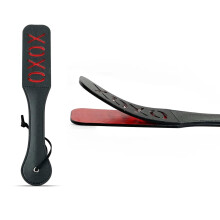 PU Leather Double Layer Letters Whip Spanking Paddles XOXO 72g, BDSM Toy For Couples, Double-Layer Paddle