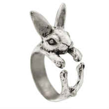 Rabbit Animal Ring Adjustable Fashioned Retro Handmade Ring Jewelry Gifts for GirlsSilver