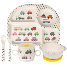 Kids Cartoon Dinnerware Set - Children Dishes Food Plate Bowl Cup Spoon Fork Set Dishwar e- Dishwasher Safe Kids Healthy Mealtime