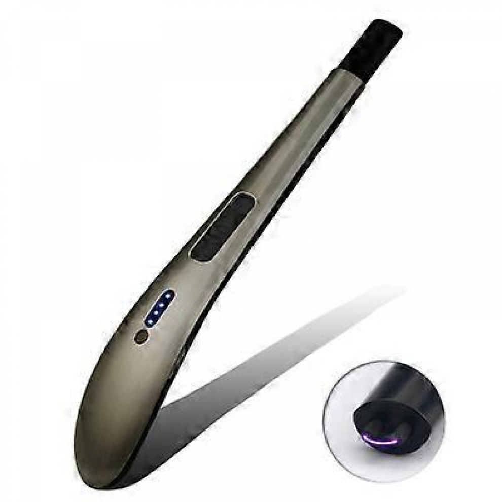 Electric Arc Lighter Usb Rechargeable Flameless Candles Lighter For Home Kitchen Bbq Campinggray