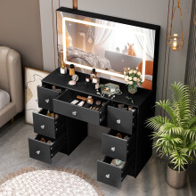 7 Drawers Makeup Vanity Set with LED Lights Mirror