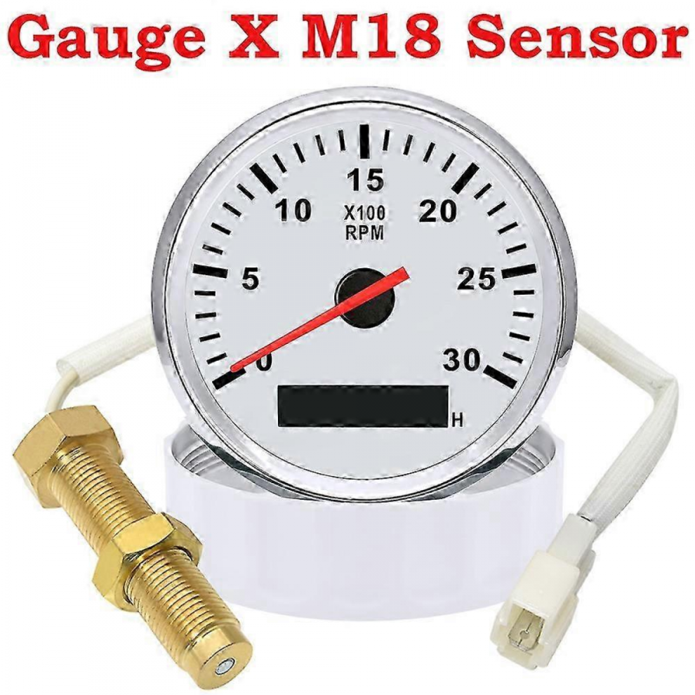 85Mm Tachometer With Backlight 3000Rpm For Marine Boat Car Truck M16 M18 Sensor 9-32Vgaugexm18 Sensor Ws Red 7057162228578