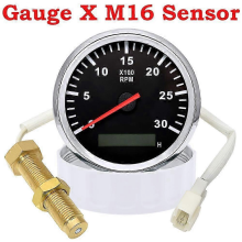 85MM Tachometer with Red Backlight 3000RPM for Marine Boat Car Truck M16 M18 Sensor 9-32VGaugeXM16 Sensor BS