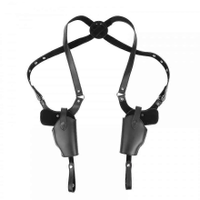 Shoulder Holster - Dual Gun PU Leather Concealed Carry Holster Adjustable for Right & Left Hand Vertical Design