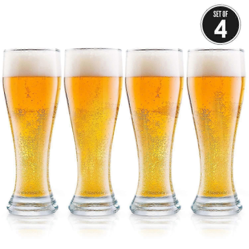 4 Pack Nucleated Pilsner Glasses for Drinking Bliss 16 oz
