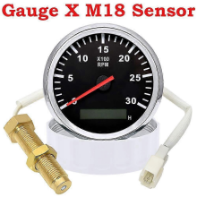 85MM Tachometer with Red Backlight 3000RPM for Marine Boat Car Truck M16 M18 Sensor 9-32VGaugeXM18 Sensor BS