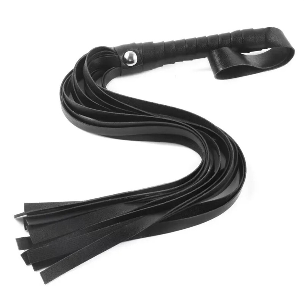 PU Leather Whip BDSM Flogger Black Bondage Restraint Tool For Adults Spanking And Punishment Gay Erotic Toys