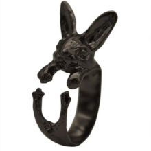 Rabbit Animal Ring Adjustable Fashioned Retro Handmade Ring Jewelry Gifts for GirlsBlack