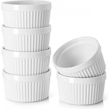 Set Of 6, Creme Brulee Ramekins For Pudding And Ice Cream, Porcelain Sauce Ramekins, Baking Souffle Ramekin Bowls, Microwave And Oven Safe --Aiyi2.5cm