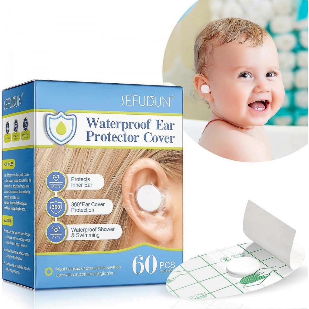 60-Pack Newborn Shower Ear Protectors, Bath Waterproof Ear Protectors, Shower and Swim Earmuffs to Protect Inner EarsEar pads