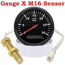 85MM Tachometer with Red Backlight 3000RPM for Marine Boat Car Truck M16 M18 Sensor 9-32VGaugeXM16 Sensor BN