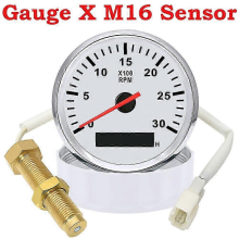 85MM Tachometer with Red Backlight 3000RPM for Marine Boat Car Truck M16 M18 Sensor 9-32VGaugeXM16 Sensor WS