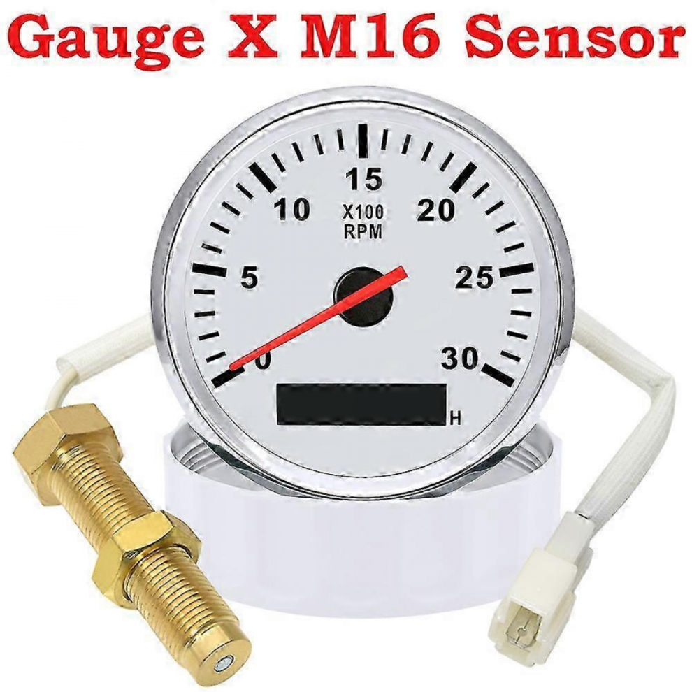 85Mm Tachometer With Backlight 3000Rpm For Marine Boat Car Truck M16 M18 Sensor 9-32Vgaugexm16 Sensor Ws Red 7057162229254