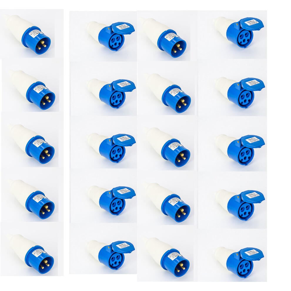 230V 3-Pin Blue Trailing Sockets Couplers Ip44 Splashproof 16A 32A 63A 125A 9393856941193