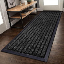 (Black - Rubber Barrier Mat, 80 x 150 cm ) Waterproof Door Mats Outdoor Rug Stop Slip - Strong PVC Rubber Backed Floor Mats Anti Slip Washable Runner Rug for Hallways Hall Entrance Ba