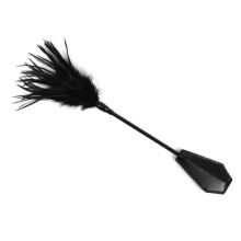 Black Funny Natural Feather Adult Toys With Leather Handle For Lovers Role-Play Tickling
