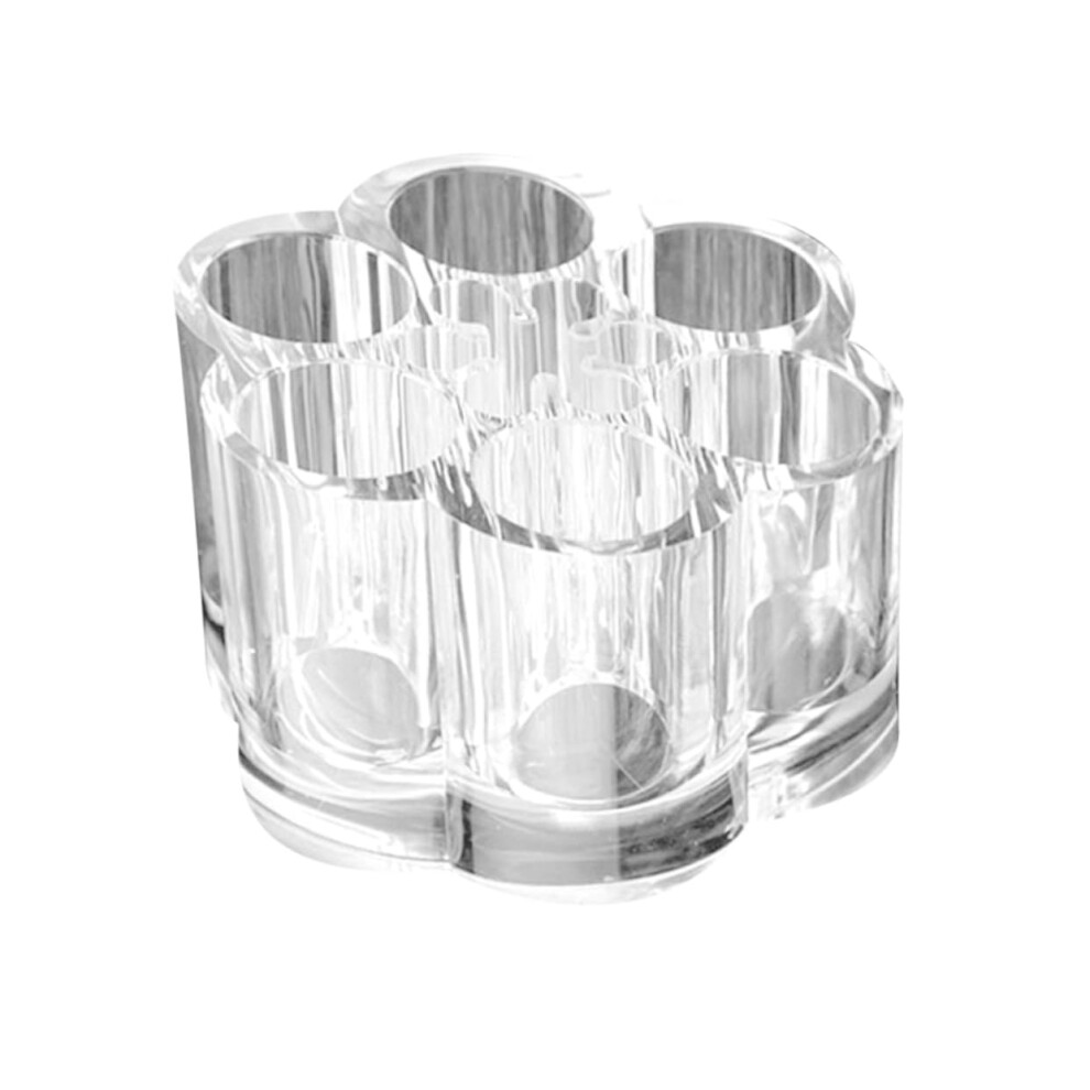 1pc Transparent Cosmetic Storage Box Clear Cylindrical Organizer For Lip Gloss Lipstick And Pens Desktop Use
