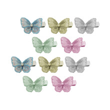 10Pcs Cloth Butterflies Duckbill Barrettes Colorful Hairpins for Girls