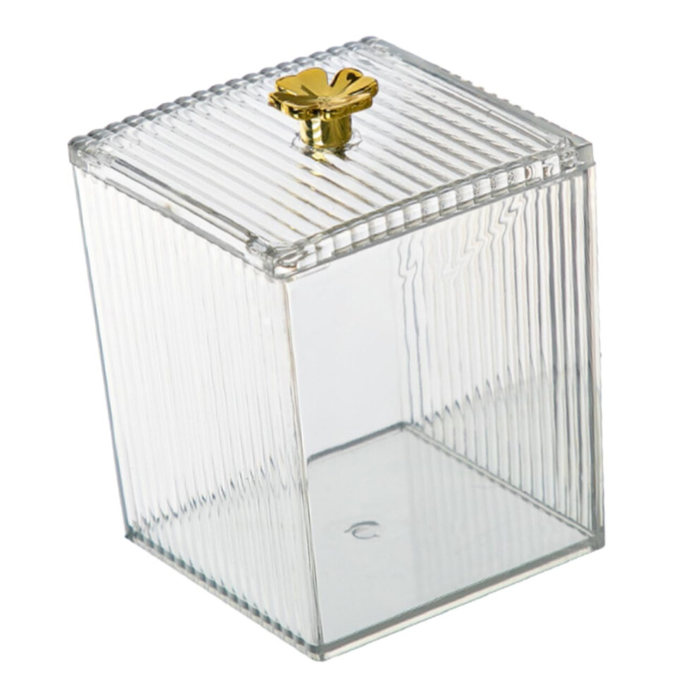 Lidded Cotton Pad Box 2-Pack Transparent Cotton Swab Organizer For Desktop Dustproof Storage Makeup Accessory Holder