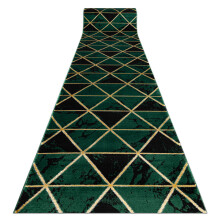 Exclusive EMERALD Runner 1020 glamour, stylish marble, triangles bottle green / gold 70 cm 70x260 cm