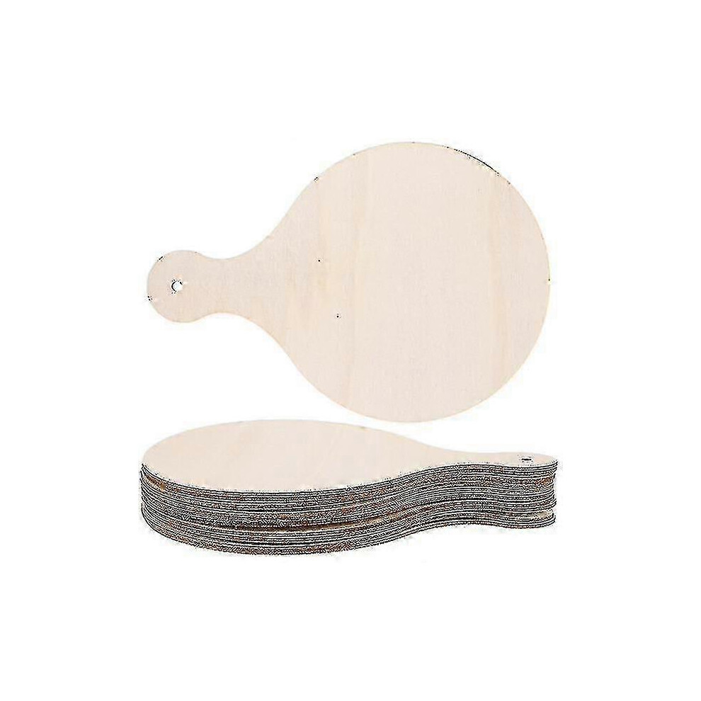 Set of 10 round wooden serving trays, bread boards, pizza peels, unfinished wood cutting boards, cheese boards