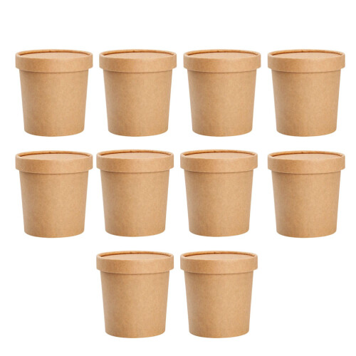 10 sets kraftpapieren soepbeker met voor opslag