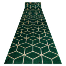 Exclusive EMERALD Runner 1014 glamour, stylish cube bottle green / gold 80 cm 80x660 cm
