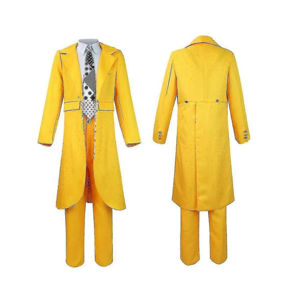 (L) Jim Carrey The Mask Yellow Suit Cosplay Costume and Hat Set for Men ...