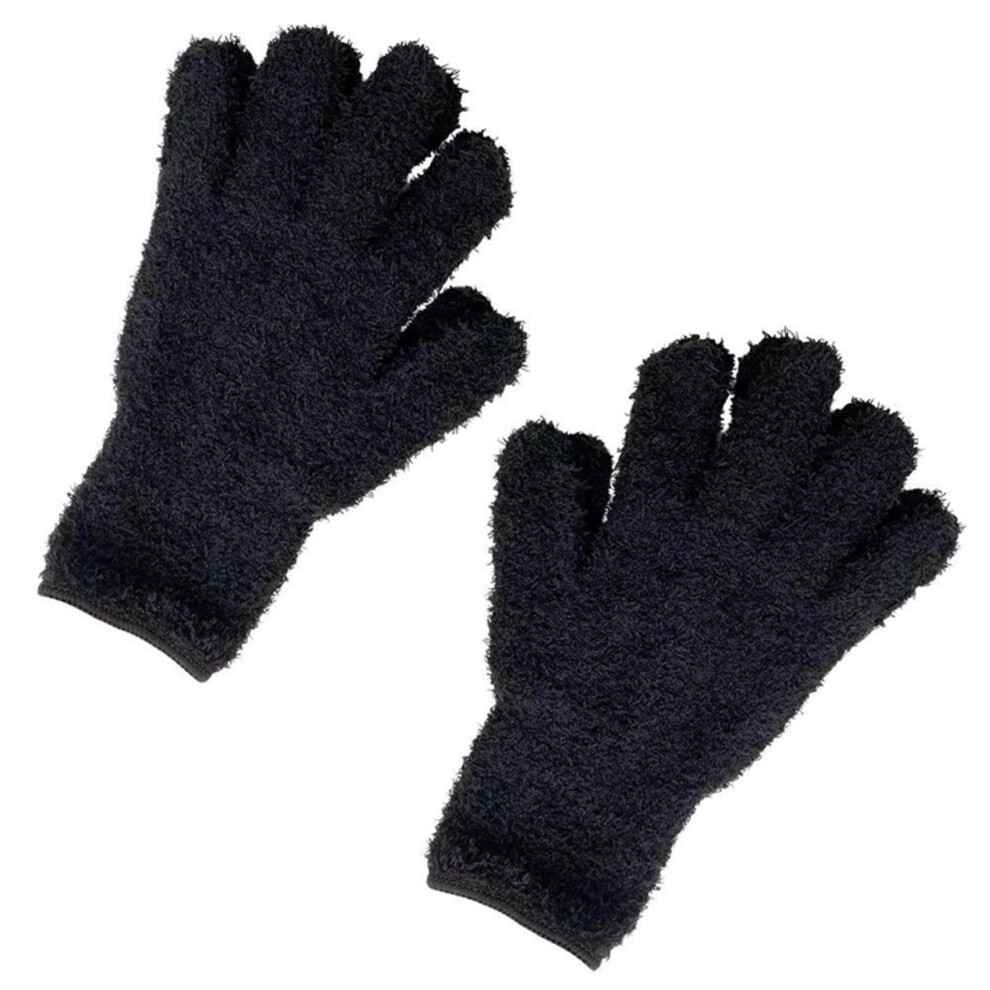 Dusting Mitt Gloves 3 Pairs Microfiber Coral Fleece, Reusable Washable Black, Auto and Household For Men and Women-image-OPC-PKQQ5JT-NEW