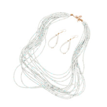 set bohemian stijl oorbellen en ketting met rijstkralen voor vrouwen