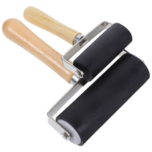 2 stuks printroller set met handvat en rubberen roller