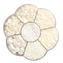 5600 stuks DIY platte bodemkralen van kunststof, halve parels, beige