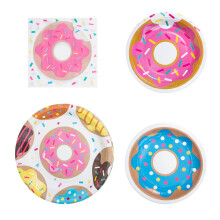 52- . donut geburtstags-partybedarf mit tellern und servietten