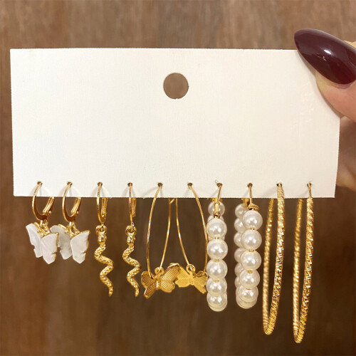 5 pares de pendientes mujer: , , con 2