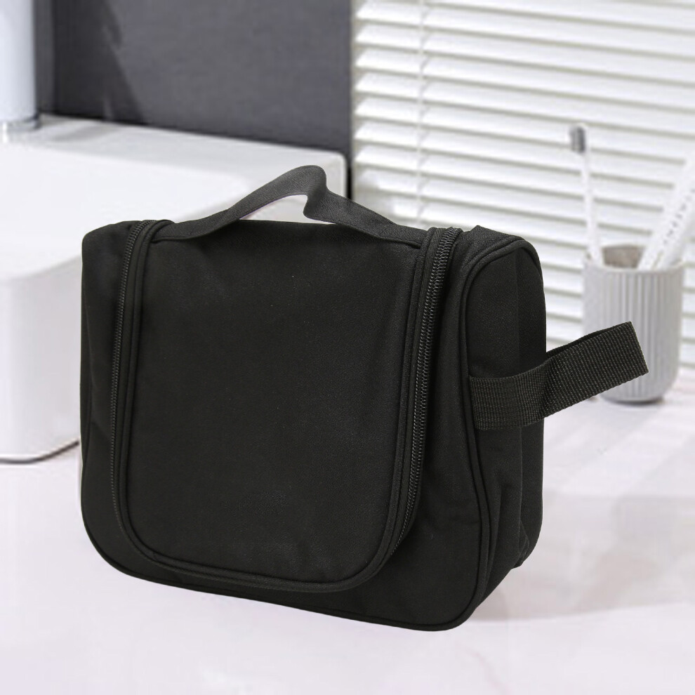 Large Waterproof Hanging Toiletry Bag - 24.5x18.5x8.5cm, Black-image-OPC-PKQQYGH-NEW