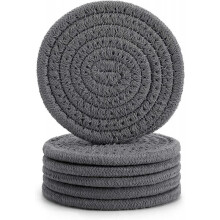 6Pcs Coasters for Drinks, Stylish Handmade Braided Woven Drink Coasters for Coffee Table, Boho Coasters